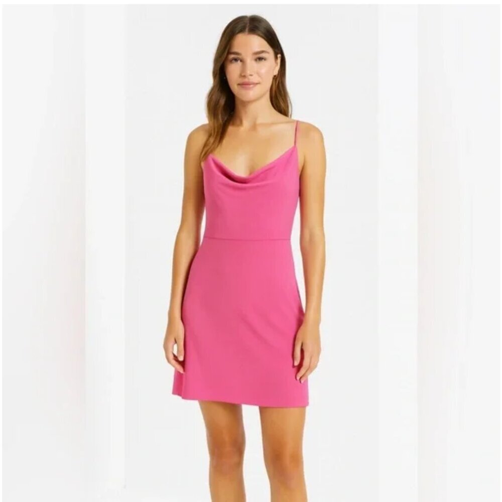 Women's Pink Cowl Neck Sleeveless Dress